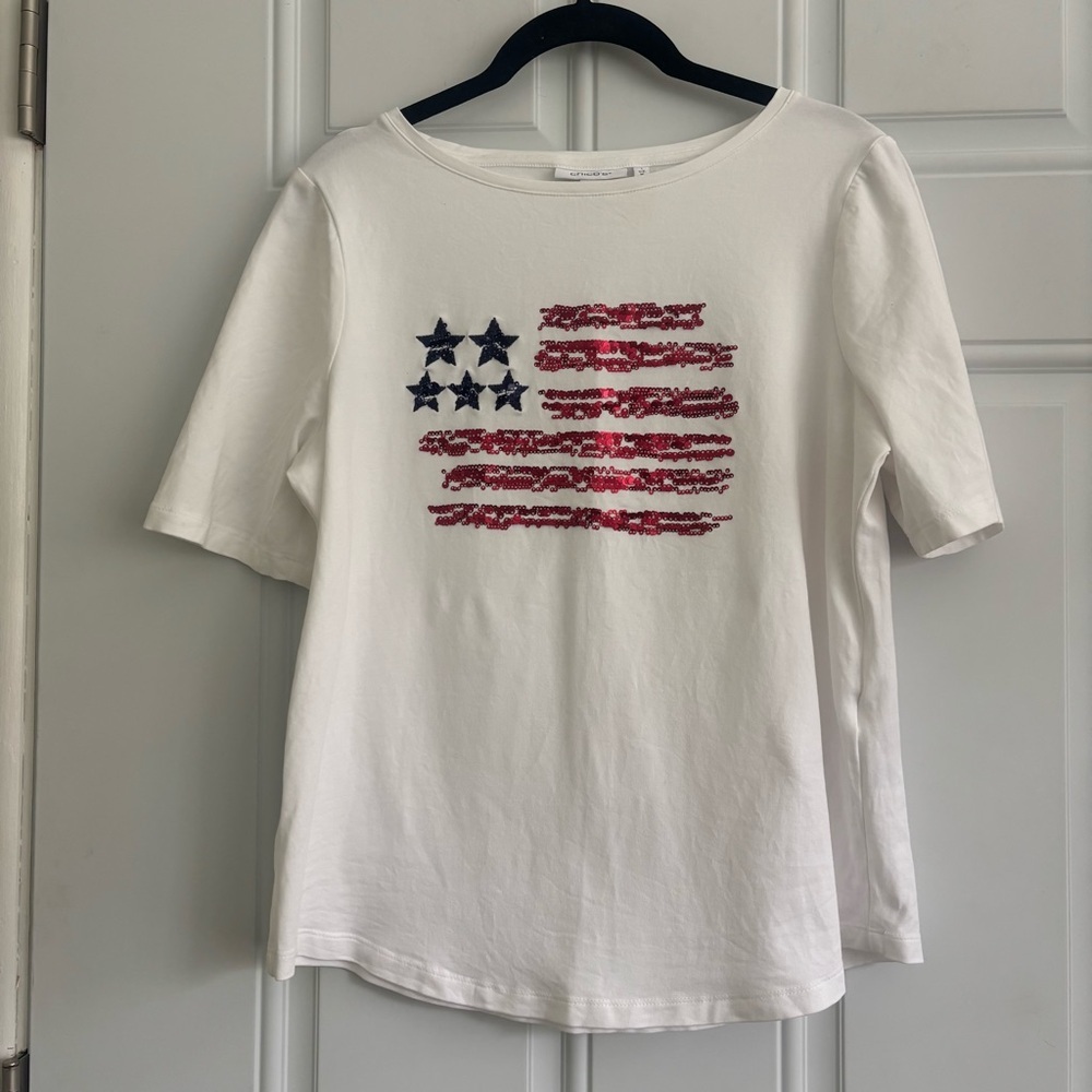 Chico’s Shirt with Flag Design, Size Medium